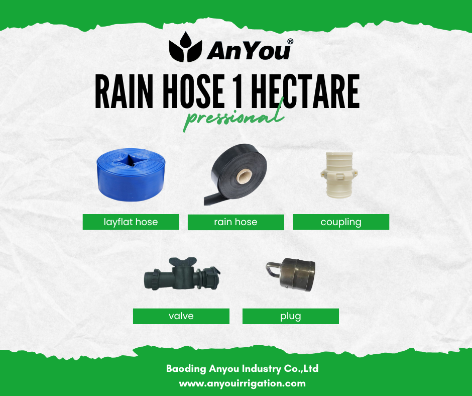Rain hose irrigation system kits for 1 hectare